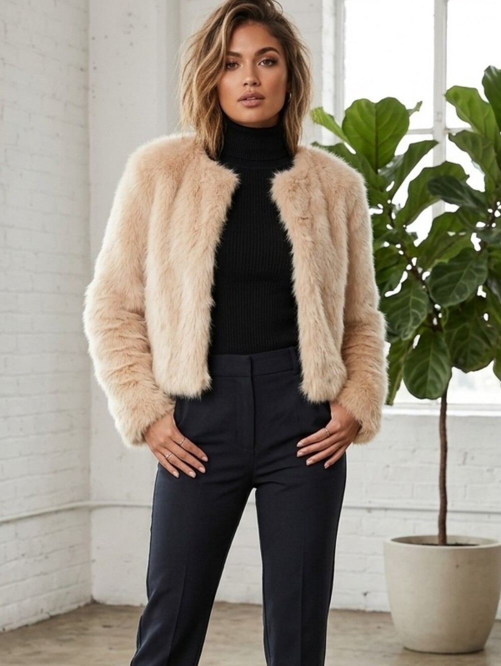 Fashion Nova Faux Fur Cropped Jacket